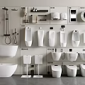 Complete Bathroom Fixture Set Display With Bathtub Toilet Sink And Faucet Accessories