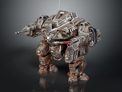 Advanced Battle Mech Robot Character With Weapon Systems Armor Metallic Texture Number 416 3d model