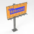 Outdoor Billboard with Orange Background Blue good and Orange Text on Metal Stand Base