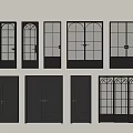 Dark Gray Double Doors Collection With Arched Glass Panels And Various Styles