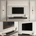 Modern Minimalist TV Wall Interior Design With LED Strip Lights And Floating Cabinet