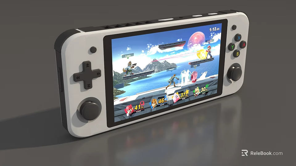 Portable Handheld Game Console Entertainment Electronics With Game Characters On Screen 3d model 