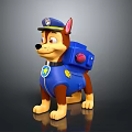 Cute Police Dog Puppy Doll Wearing Blue Uniform Cap Badge And Backpack
