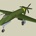 Green Fighter Jet With Propeller Landing Gear And Cockpit