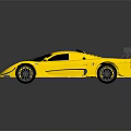 Yellow Racing Car With Black Stripes Rear Spoiler And Streamlined Design