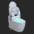 Smart Modern Toilet With Open Lid And LED Light Inside Design 3d model