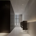 Modern Public Restroom Design With Natural Light And Partitions 3d model