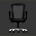 Black Upholstered Office Chair With Ergonomic Arms And White Wheel Base
