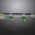 Industrial Equipment Hanging Track System With Green And White Components And Chains