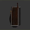 Vintage Computer Audio Boombox Featuring Retro Design Red Stickers And Brown Handle