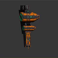 Spacecraft Engine Design With Glowing Green Orange Thrusters And Mechanical Structure