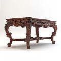 Vintage Wooden Coffee Table With Intricate Carvings And Ornate Leg Design