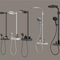 Modern Wall Mounted Shower Systems With Multiple Heads And Shelf For Bathroom 3d model