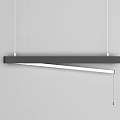 Modern Minimalist Linear Chandelier with Suspended Metal Frame and White LED Light