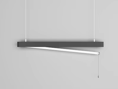 Modern Minimalist Linear Chandelier with Suspended Metal Frame and White LED Light 3d model