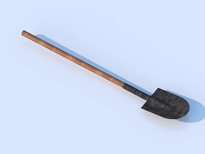 Durable Garden Shovel With Wooden Handle And Metal Blade For Outdoor Gardening Use 3d model