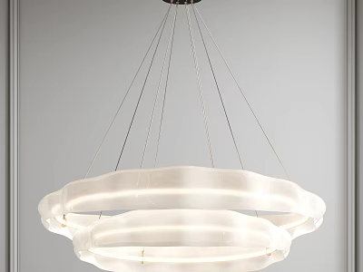 Modern Circular Chandelier with White Frosted Shades and Soft Illumination Design 3d model