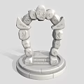 Stone Archway Structure With Carved Stones Circular Design And Pedestal Base