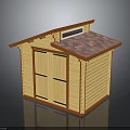 Small Wooden Shed With Double Doors Brown Trim And Shingle Roof Light Wood Exterior