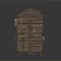 Traditional Two Story Wooden House With Thatched Roof And Balcony Staircase