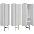 Modern Bathroom Vanity Design With Open Shelves And Multiple Color Options