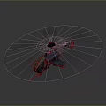 Detailed 3D Model Helicopter With Spinning Rotor Blades On Gray Background