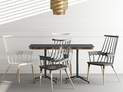 Nordic Dining Table and Chair Combination model