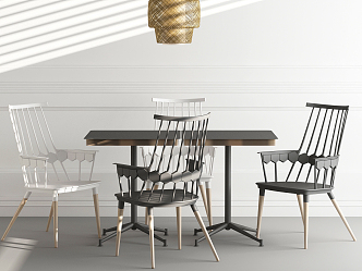 Nordic Dining Table and Chair Combination 3d model