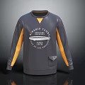 Gray Sweater With Yellow Sleeves And Chest Aviation Text Graphics
