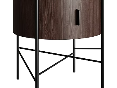 Modern Wooden Furniture With Black Metal Legs And Drawer Handle Design 3d model
