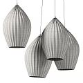 Modern White Pleated Pendant Lights Hanging In Stylish Interior Space Design