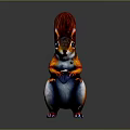 Squirrel With Red Orange Fur Curled Bushy Tail Standing On Smooth Gray Background 3d model