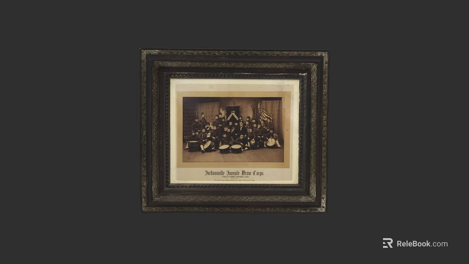 Photo Wall With Framed Old Group Photo Dark Wooden Frame Second State Normal School 3d model 