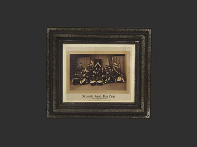 Photo Wall With Framed Old Group Photo Dark Wooden Frame Second State Normal School 3d model