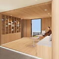 Modern Front Desk Reception Area With Open Layout Green Plants Comfortable Seating And Marble Counter