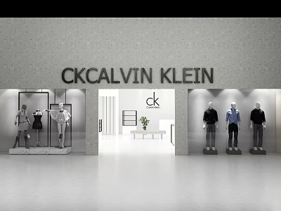 CK Calvin Klein Clothing Store With Modern Storefront Display Windows And Mannequins 3d model
