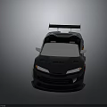 Modern Sleek Black Sports Car With Rear Spoiler Red Rims And Shiny Aerodynamic Design