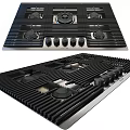 Modern Stainless Steel Gas Stove Kitchen Appliance with Burners and Control Knobs 3d model