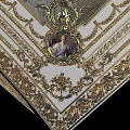 Ornate Classical Ceiling With Golden Borders And Intricate Angel Paintings
