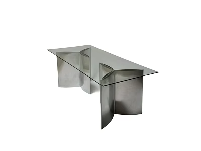 Sleek Modern Desk with Glass Top and Unique Metal Frame Design 3d model