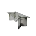 Sleek Modern Desk with Glass Top and Unique Metal Frame Design