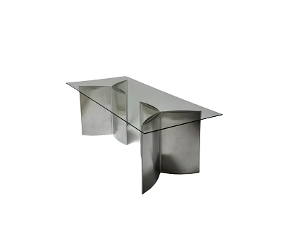 Sleek Modern Desk with Glass Top and Unique Metal Frame Design 3d model