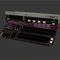 Vintage Computer Control Panel With Multiple Knobs Buttons And Indicator Lights