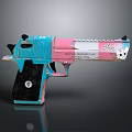Colorful Decorative Gun With Blue Pink And Black White Checkered Design