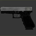 Modern Black And Silver Pistol With Textured Grip And Metal Body Design