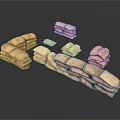 Stacked Sandbags Used In Tactical Fortification And Military Defense Structures