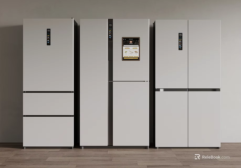 Modern White Refrigerators With Sleek Design And Multiple Styles For Kitchen 3d model 