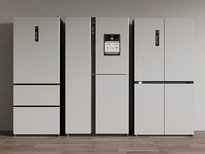 Modern White Refrigerators With Sleek Design And Multiple Styles For Kitchen 3d model