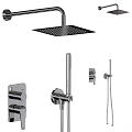 Modern Chrome Bathroom Faucet with Shower Head and Control Valves Set