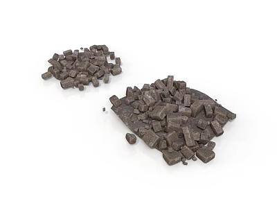 Natural Stone And Wood Chunks In Small Pile For Craft Or Decoration 3d model